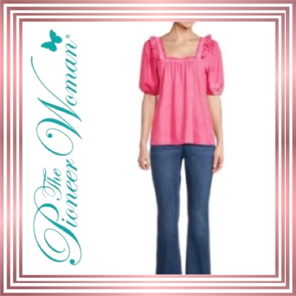 THE PIONEER WOMAN 1X Short Puffed Sleeve Shirt - Picture 3 of 6